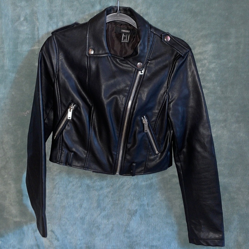 NEW Forever 21.  Size Small.  black pleather jacket